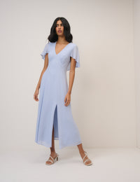 Soft Blue Chiffon Short Sleeve Marlow Maxi Dress