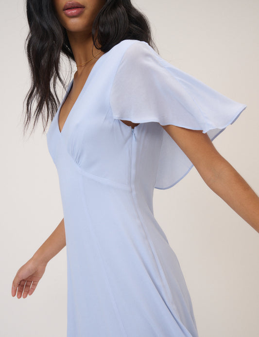 Soft Blue Chiffon Short Sleeve Marlow Midi Dress Soft Blue Chiffon Short Sleeve Marlow Midi Dress