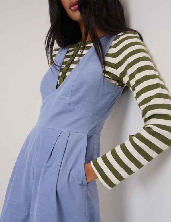 Blue Cord Sleeveless Arizona Jumpsuit