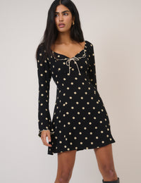 Black Polka Dot Lyon Mini Dress