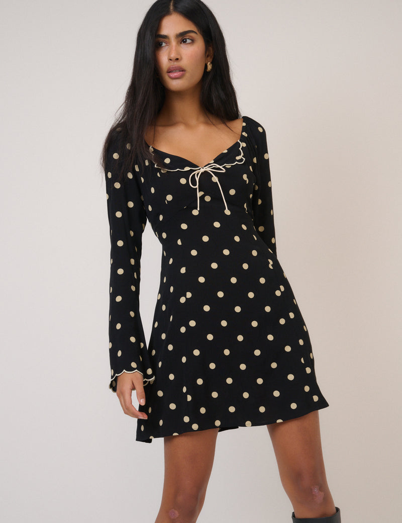 Black Polka Dot Lyon Mini Dress