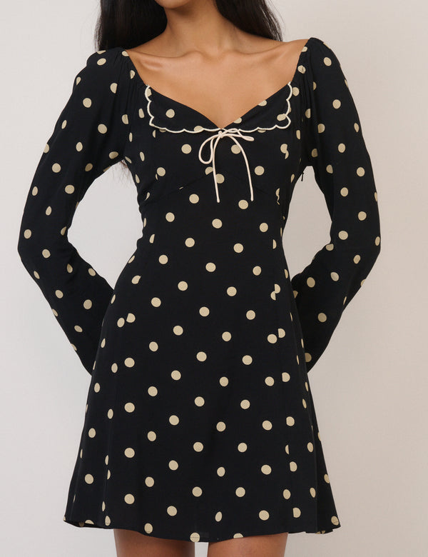 Black Polka Dot Lyon Mini Dress