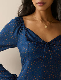 Navy and Orange Polka Dot Lyon Mini Dress