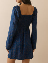 Navy and Orange Polka Dot Lyon Mini Dress