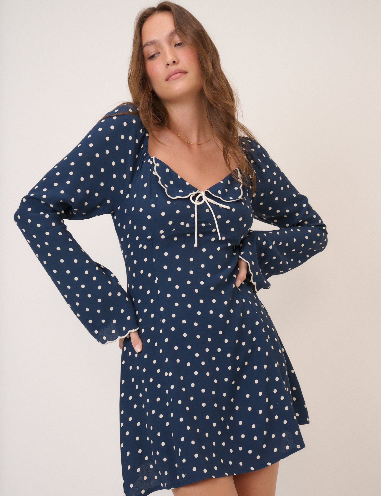 Navy Polka Dot Lyon Mini Dress
