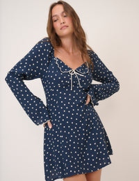 Navy Polka Dot Lyon Mini Dress