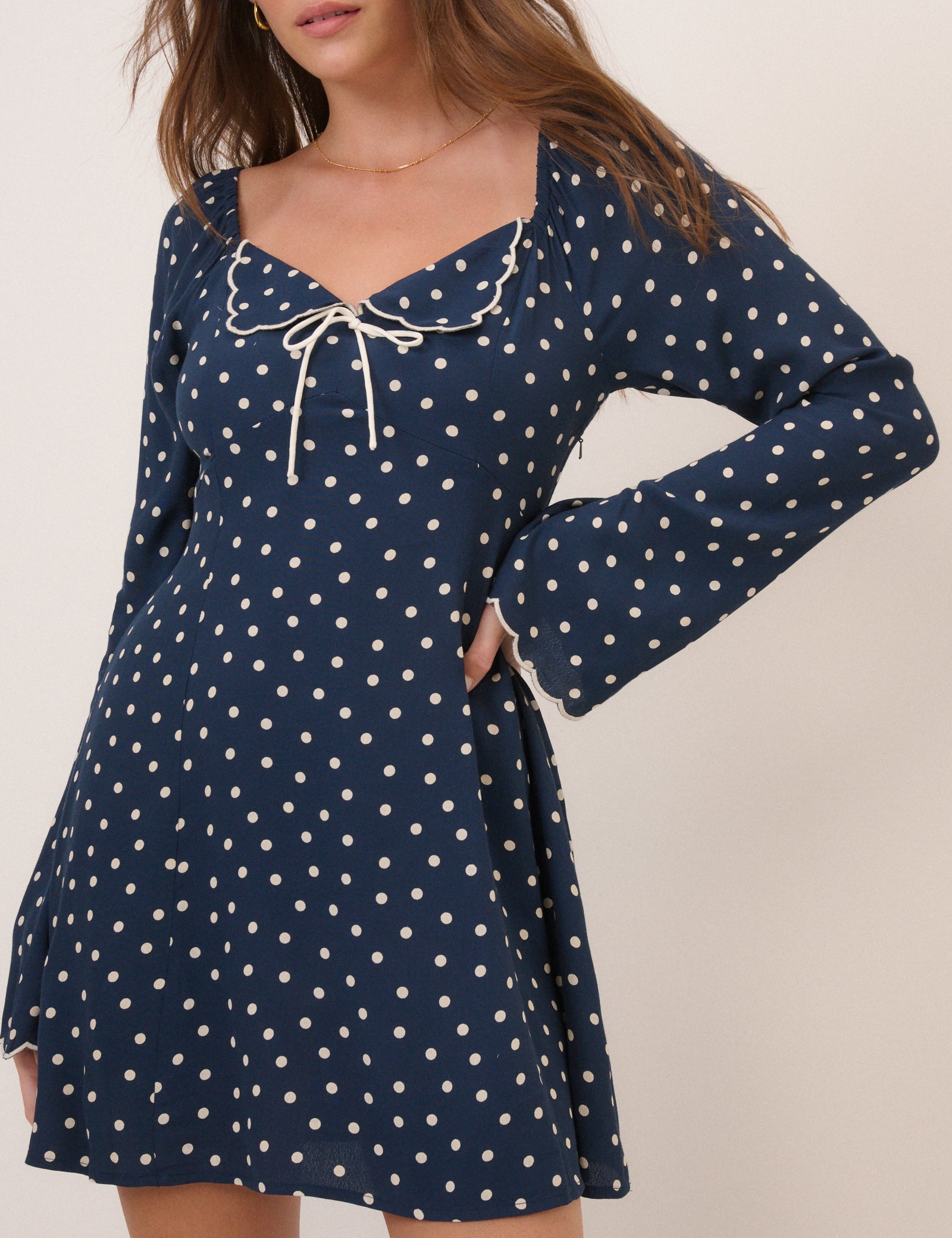 Navy Polka Dot Lyon Mini Dress