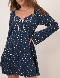 Navy Polka Dot Lyon Mini Dress