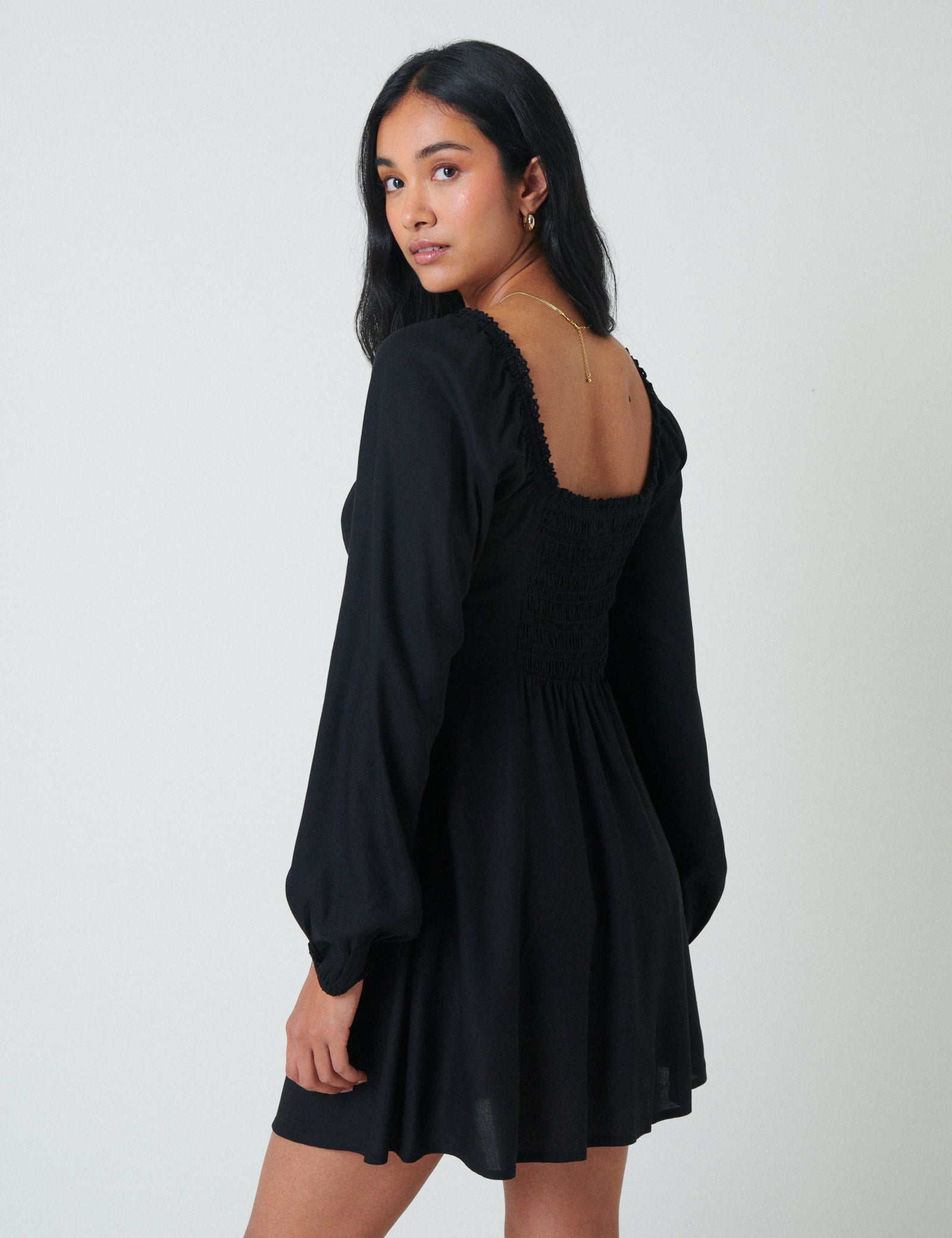 Black Balloon Sleeve Lillie Mini Dress Black Balloon Sleeve Lillie Mini Dress