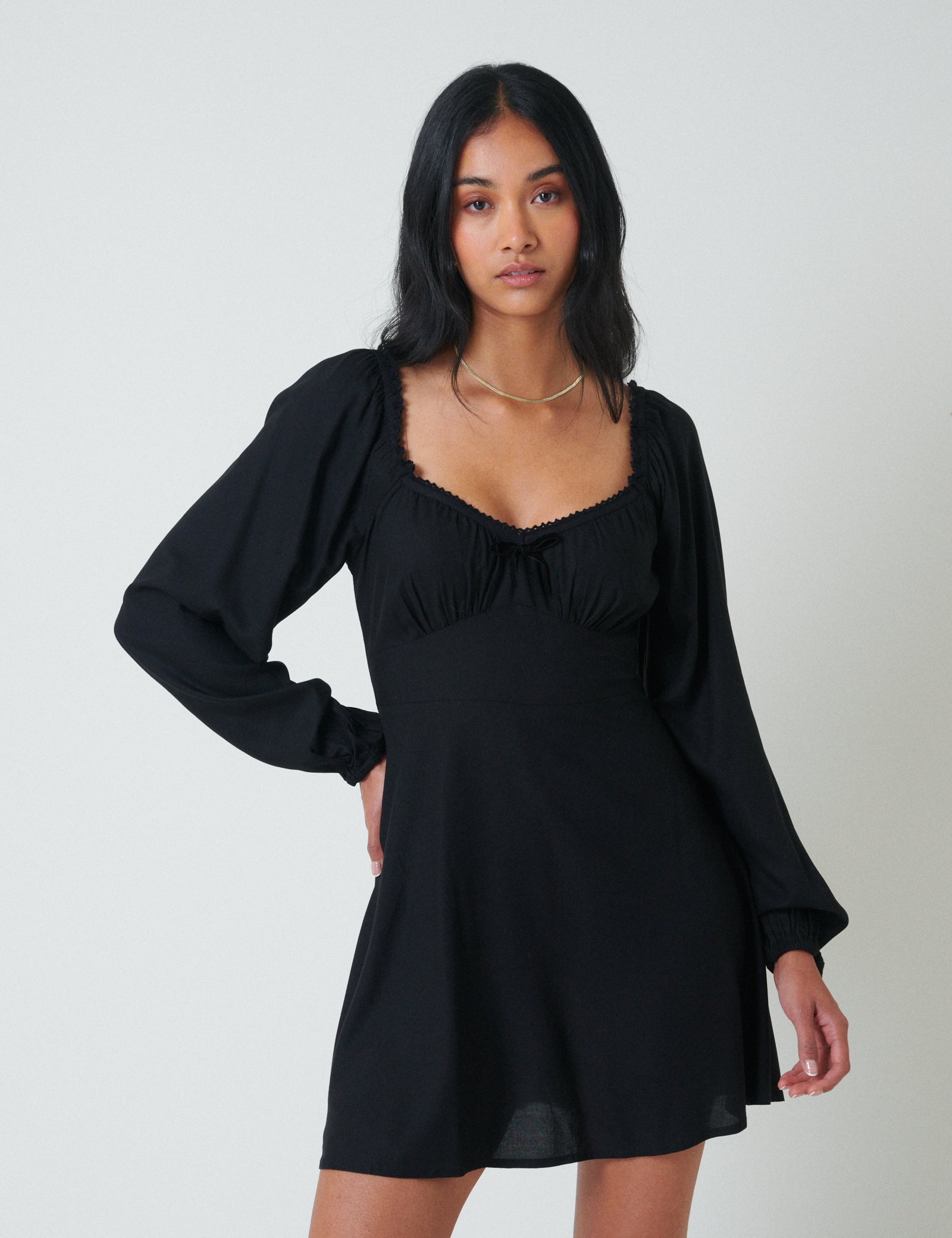 Black Balloon Sleeve Lillie Mini Dress Black Balloon Sleeve Lillie Mini Dress