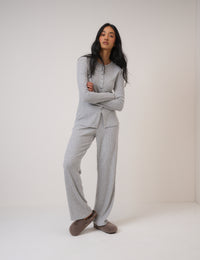 Grey Ribbed Longline Cardigan
