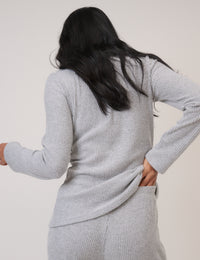 Grey Ribbed Longline Cardigan