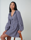 Blue Gingham Floral Collar Sienna Mini Dress