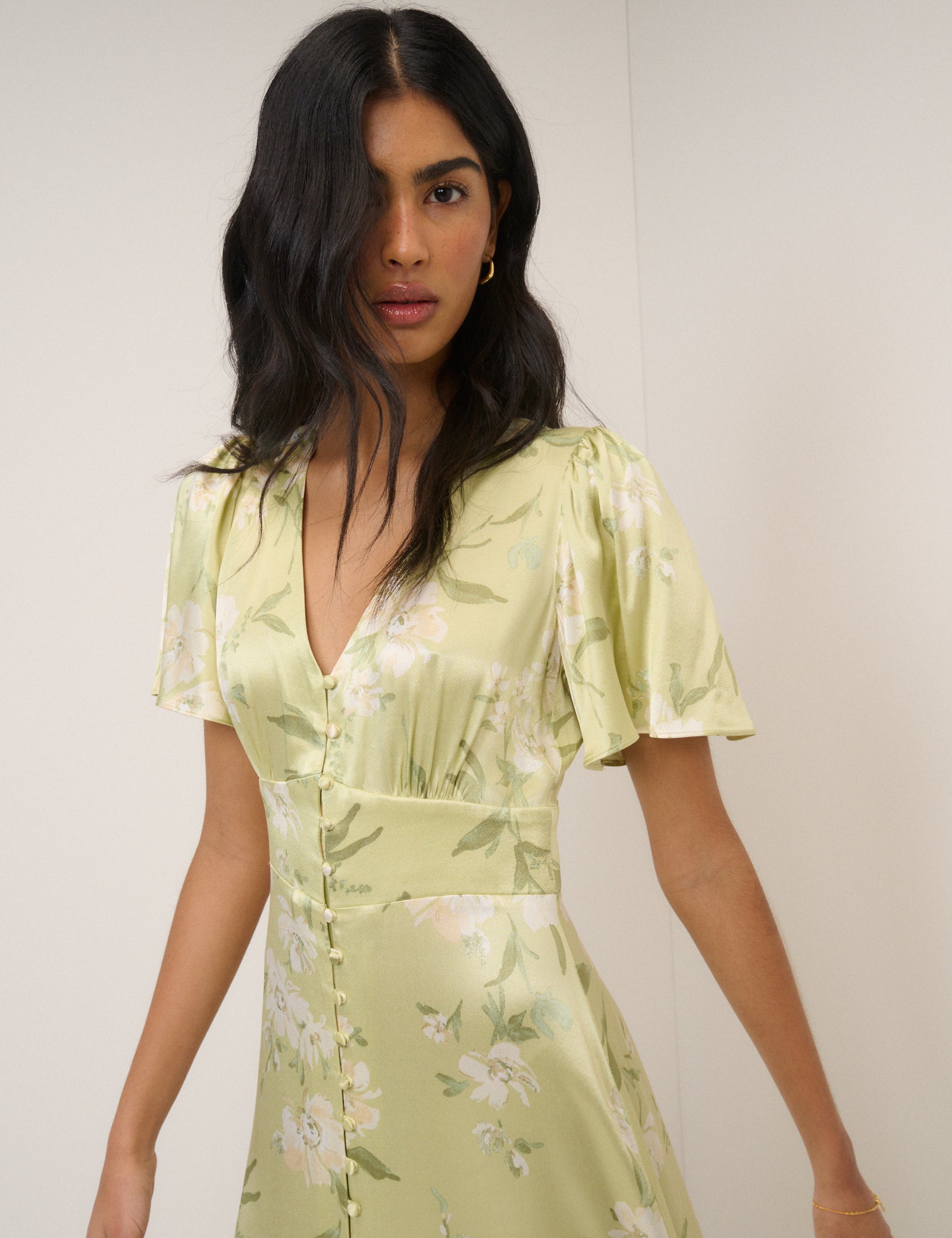 Sage Floral Chiffon Erin Maxi Dress