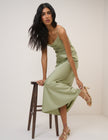 Sage Satin Strappy Ellison Maxi Dress