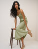 Sage Satin Strappy Ellison Mixi Dress