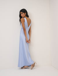 Soft Blue Satin Cross-Back Joey Maxi Dress