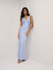 Soft Blue Satin Cross-Back Joey Maxi Dress