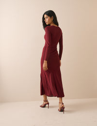 Red Jersey Drop Waist Tallulah Midi Dress