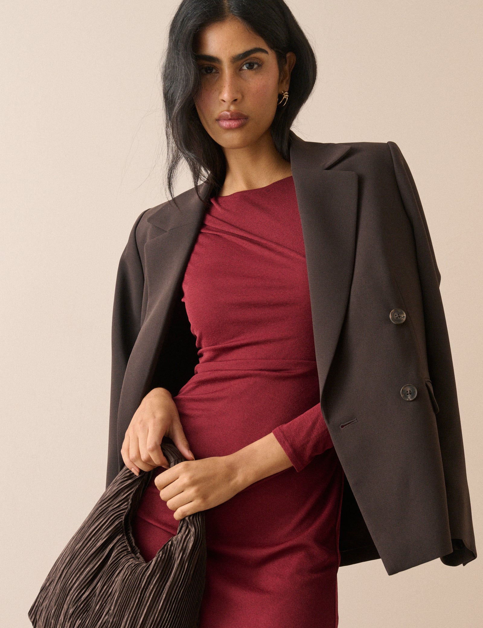Red Jersey Drop Waist Tallulah Midi Dress