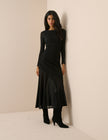 Black Jersey Ruched Tallulah Midi Dress