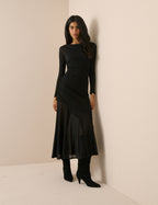 Black Jersey Ruched Tallulah Midi Dress