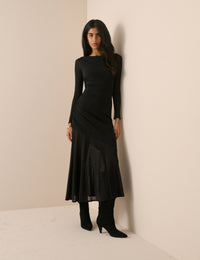 Black Jersey Ruched Tallulah Midi Dress