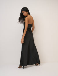 Black Satin Bandeau Arden Maxi Dress