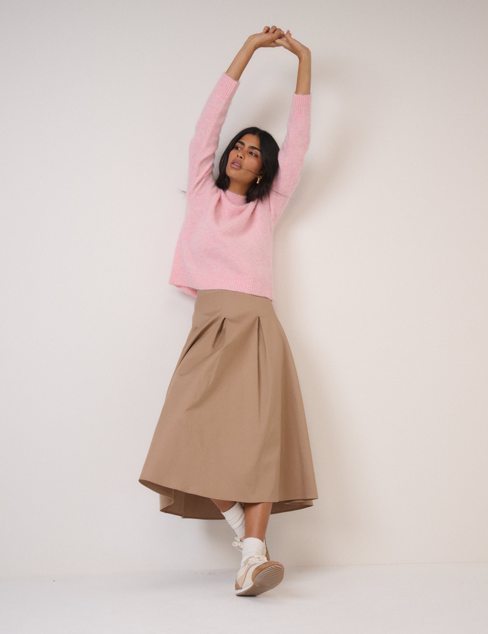 Pink Funnel Neck Knitted Jumper