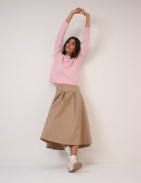 Pink Funnel Neck Knitted Jumper