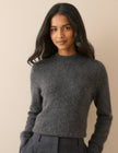 Grey Ribbed Trim Jumper