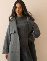 Grey Ribbed Trim Jumper