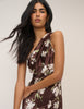 Chocolate Brown Floral One Shoulder Sloane Maxi Dress