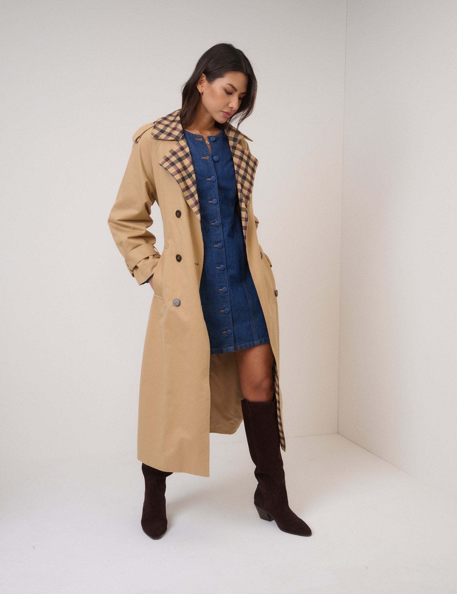 Blue Denim Balloon Sleeve Gemini Shift Mini Dress