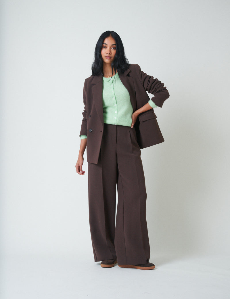 Mint Green Wool Blend Cardigan