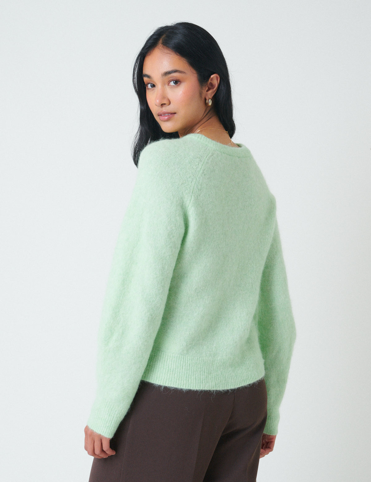 Mint Green Wool Blend Cardigan