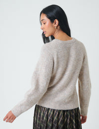 Beige Wool Blend Cardigan