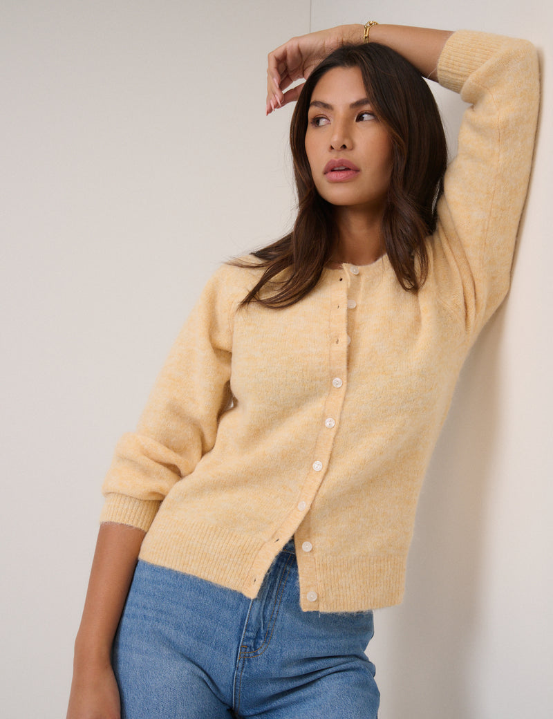 Butter Yellow Wool Blend Cardigan