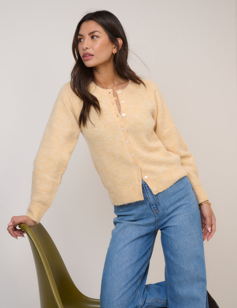 Butter Yellow Wool Blend Cardigan