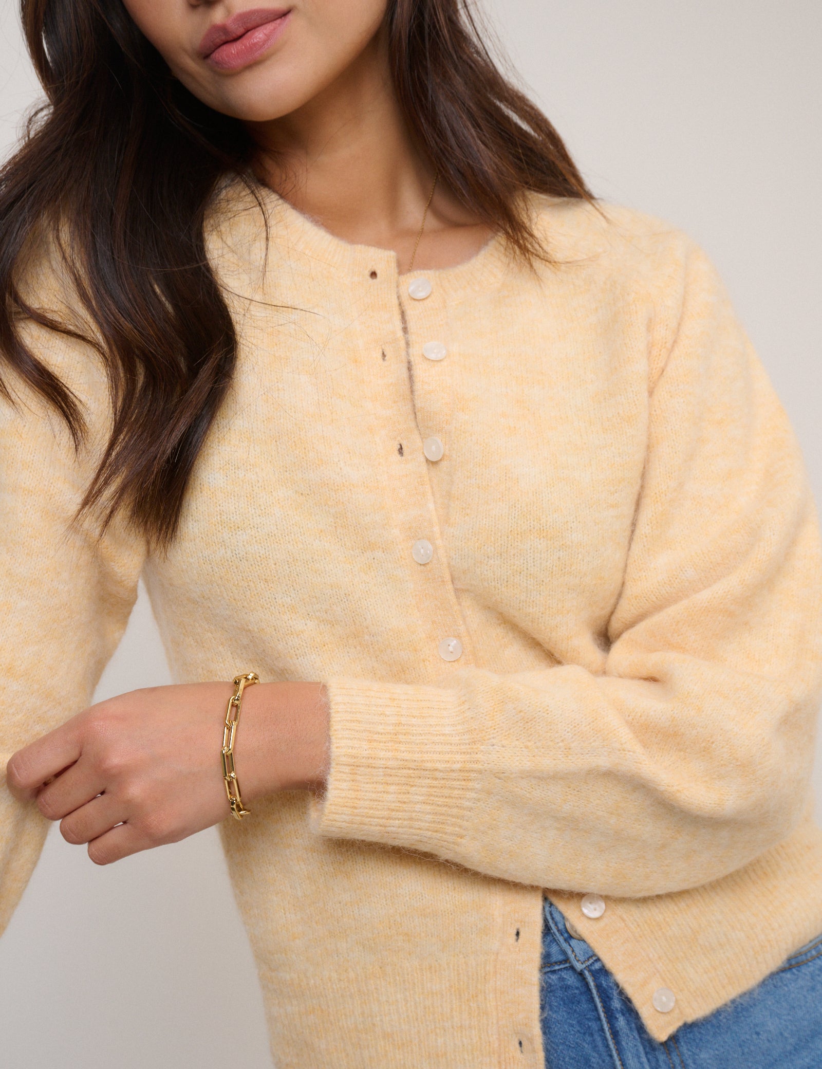 Butter Yellow Wool Blend Cardigan