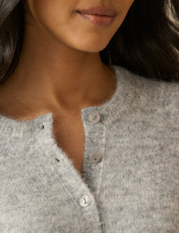 Grey Ribbed Trim Cardigan