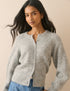 Grey Ribbed Trim Cardigan