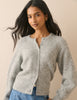 Grey Ribbed Trim Cardigan