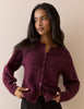 Burgundy Ribbed Trim Cardigan