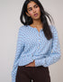 Blue Polka Dot Crew Neck Cardigan