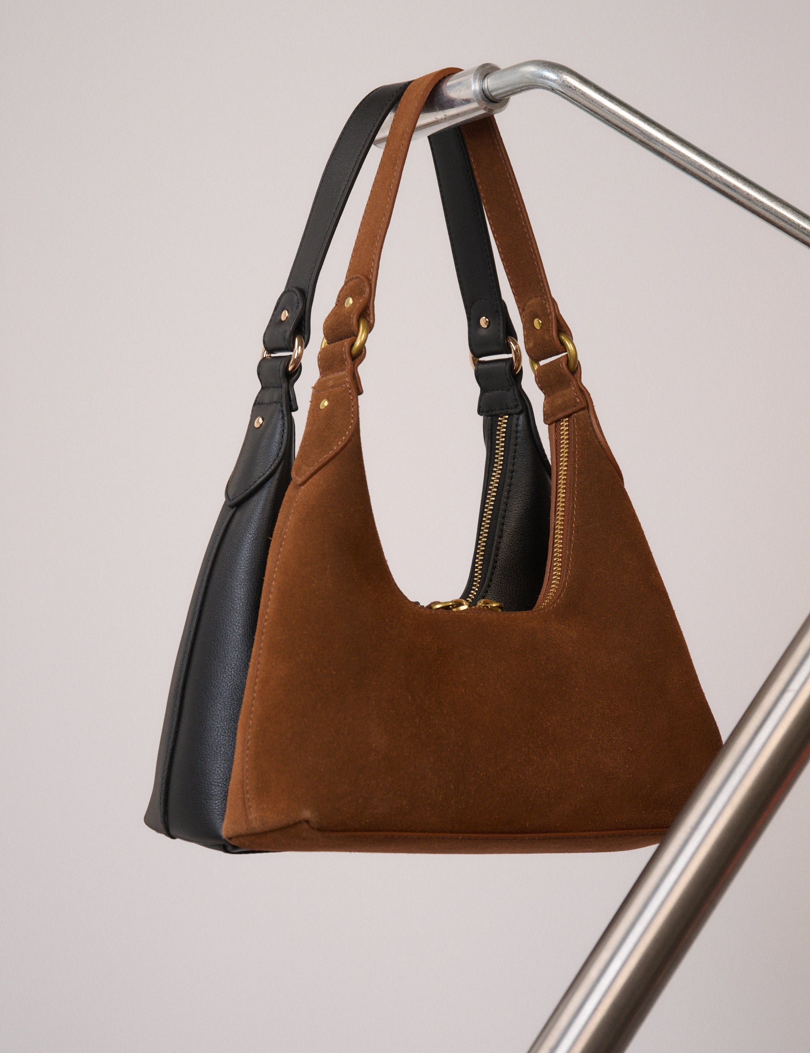 Tan Suede Dipped Shoulder Bag