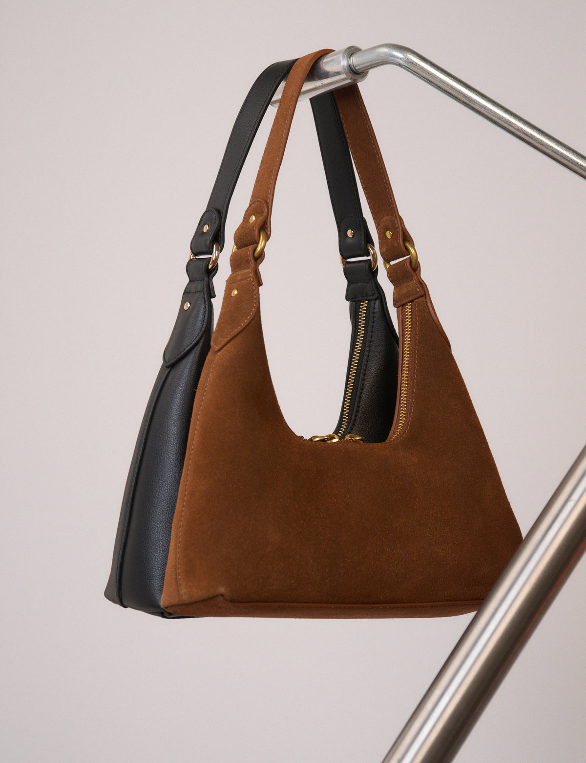 Tan Suede Dipped Shoulder Bag