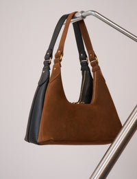 Tan Suede Dipped Shoulder Bag