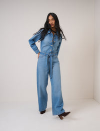 Denim Tie Waist Jumpsuit