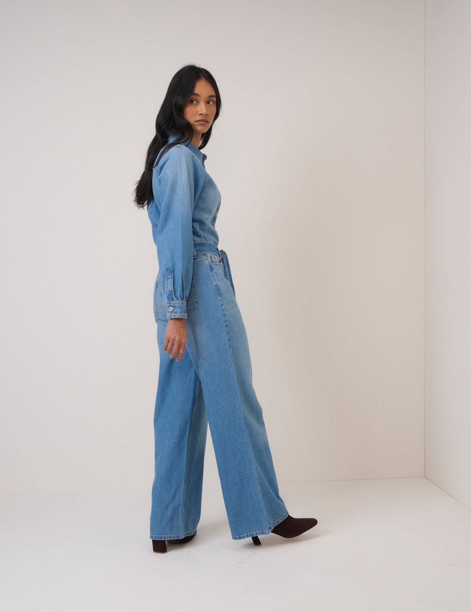 Denim Tie Waist Jumpsuit